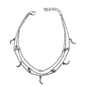 Foto de 25-0053P - PULSERA PLATA TRES CADENAS CIRCONITAS Y LUNAS 17CM (ALARGADOR 3CM)