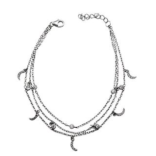 Foto de 25-0053P - PULSERA PLATA TRES CADENAS CIRCONITAS Y LUNAS 17CM (ALARGADOR 3CM)