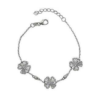 Foto de 25-1093 - PULSERA PLATA TRÉBOLES NÁCAR 10MM 16CM (ALARGADOR 3.5CM)