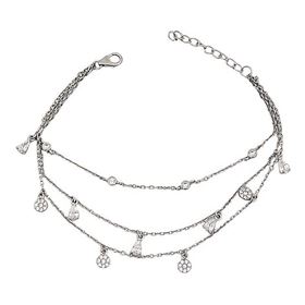 Foto de 25-0062P - PULSERA PLATA TRES CADENAS CIRCONITA 16CM (ALARGADOR 3.5CM)