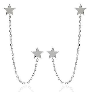 Foto de 25-2000 - PENDIENTES PLATA DOS ESTRELLAS 7MM CADENA 65MM
