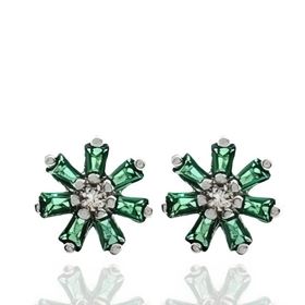 Foto de 25-5365V - PENDIENTES PLATA FLOR CIRCONITA VERDE 7MM