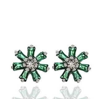 Foto de 25-5365V - PENDIENTES PLATA FLOR CIRCONITA VERDE 7MM
