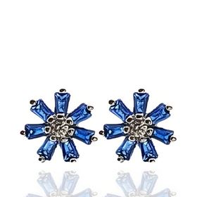Foto de 25-5365A - PENDIENTES PLATA FLOR CIRCONITA AZUL 7MM