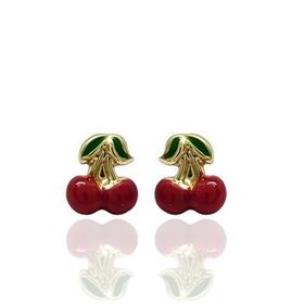 Foto de 9K30-716 - PENDIENTES CEREZAS ESMALTE 6MM 9K**